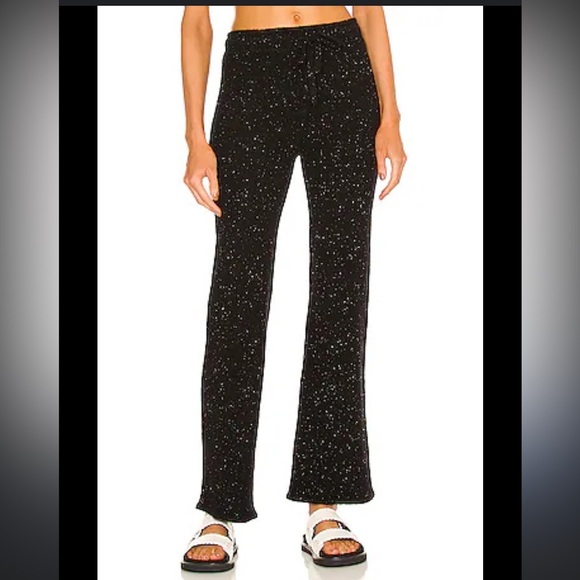Black Speckled Pants Monrow Neps cashmere lounge casual revolve $350 fall knit